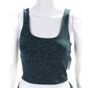 Beyond Yoga Animal Print Round Neck Sleeveless Crop Tank Top Blue Size S NWT